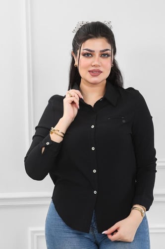 قميص نسائي بأكمام طويلة وأزرار صغيرة