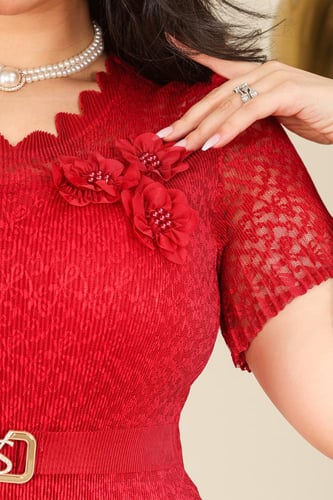 فستان كلاسيكي مكسر شيفون نصف كم