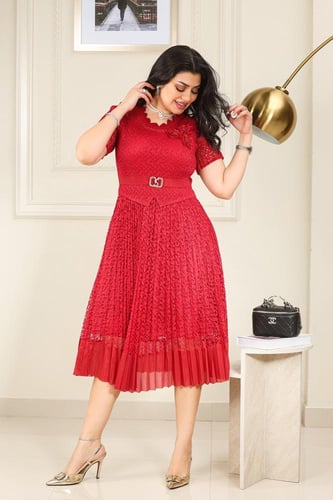 فستان كلاسيكي مكسر شيفون نصف كم