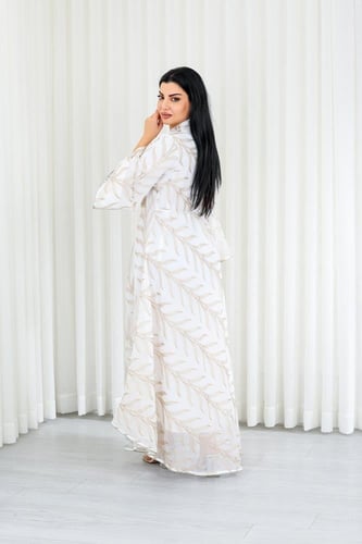 جلابية قماش بطول يصل للكاحل بطبقتين داخلية ملساء و...