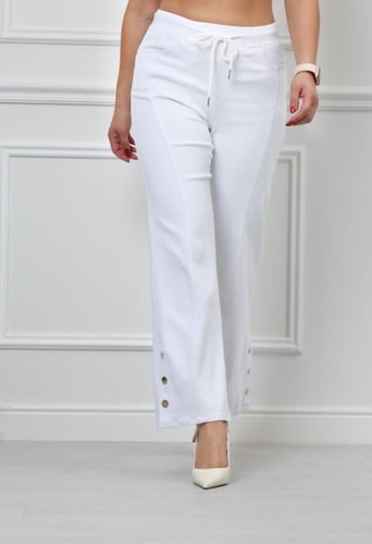 بنطال جينز خصر متوسط برباط مطاطي بقصة واسعة حتى ال...