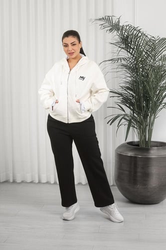 بلوفر شتوي نسائي كلاسيكي سحاب بأكمام تنتهي بقطعة ق...