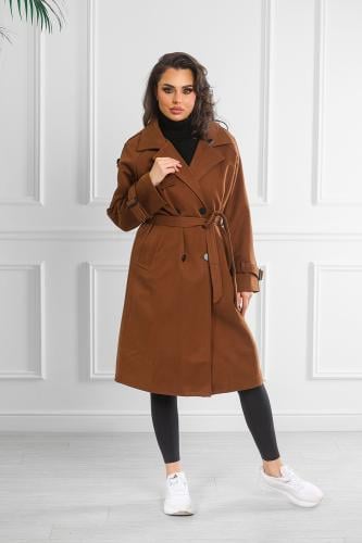 جاكيت شتوي كلاسيكي طويل يصل لأسفل الركبة بياقة مطو...