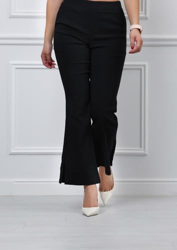 بنطال كاجوال نسائي بقصة واسعة حتى الكاحل مع فتحة ج...