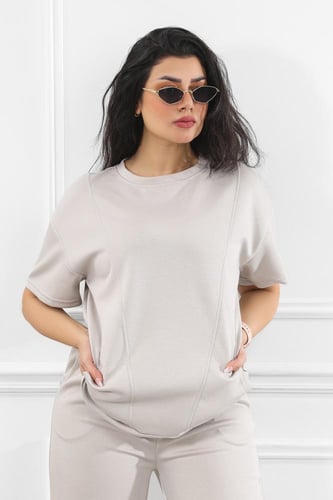 ترنج نسائي كاجوال بتيشرت طويل مزود بجيب