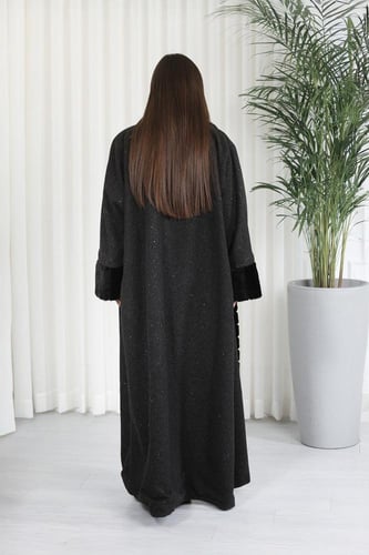 فروة شتوية طويلة مبطنة بالفرو من الداخل بلمعة من ا...