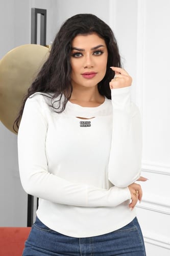 تيشرت نسائية كاجوال بأكمام طويلة وكتابة بأحرف صغير...