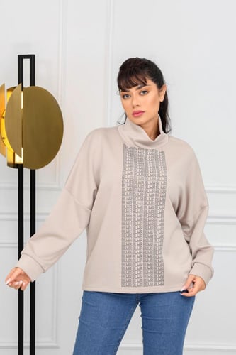 بلوزة نسائية أكمام طويله بياقة مرتفعة