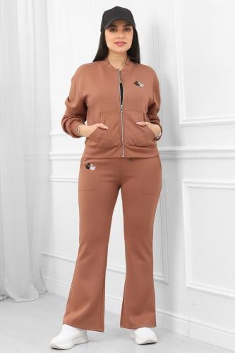 ترنج شتوي كاجوال توب بياقة وسحاب وبنطال واسع من ال...