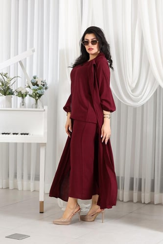 طقم نسائي كاجوال سادة 3 قطع جاكيت طويل