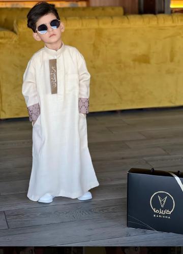 ثوب أطفال ملكي بتطريز خاص - قماش صيفي بارد مع تخصي...