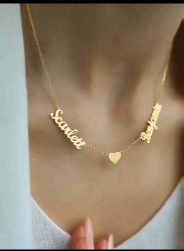 سلسال الاسمين مع قلب في المنتصف - مطلي ذهب عيار 21...