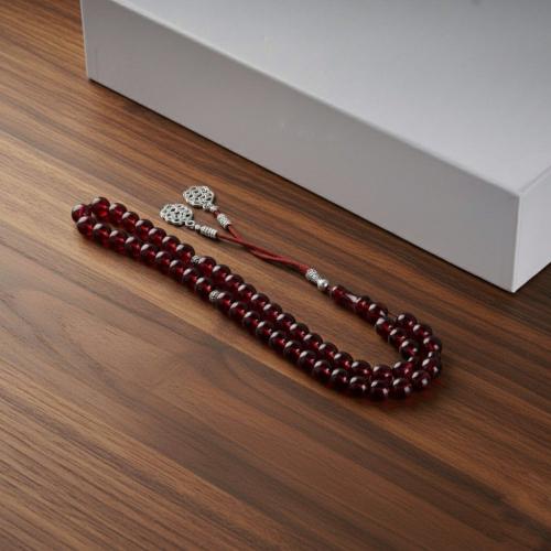 سبحة زعفران 51 حبة فاخرة - لون عنبري كلاسيكي