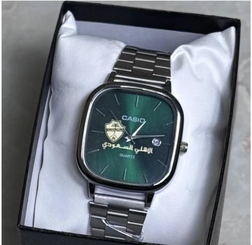 ساعة رجالي LTP كابلز اسود-اخضر بشعار نادي الاهلي