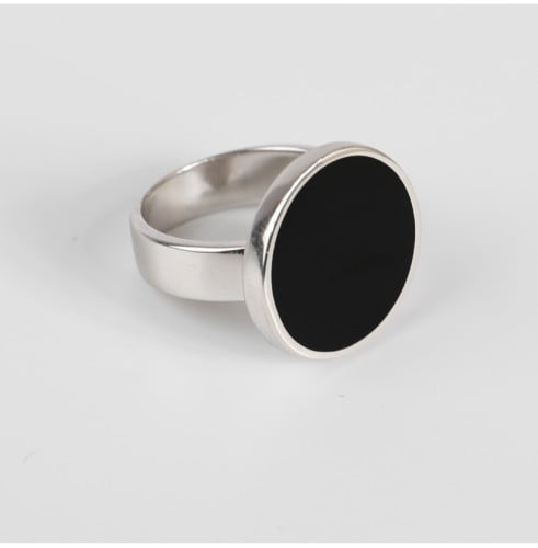 خاتم رجالي فضة عيار 925 "أصلي" بتصميم دائري عصري -...