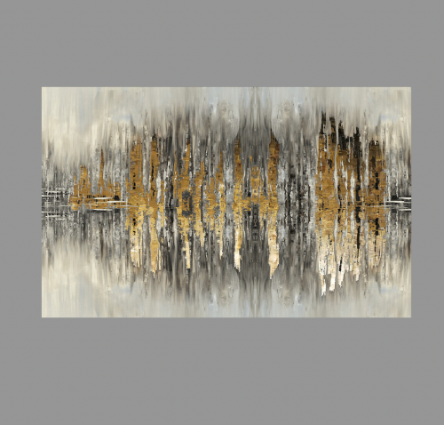 لوحة تجريد رزن ABSTRACT GOLD AND GRAY