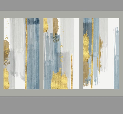 لوحة تجريد 3 ARTWORK ABSTRACT LIGHT BLUE AND GOLD