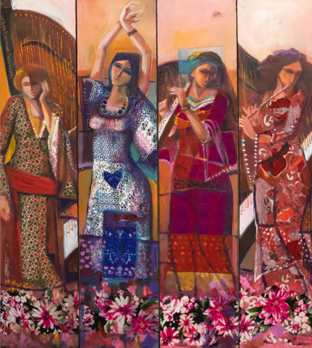 لوحة الراقصات للفنان المصري محمد نشات 4 اعمال