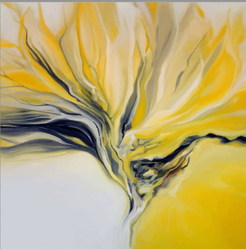 لوحة تجريد ABSTRACT YELLOW FLOWER