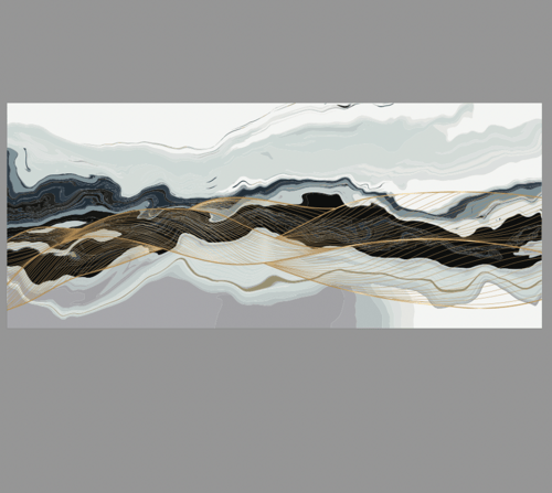 لوحة تجريد ريزن فن السكب - SPILL -GRAY AND GOLD