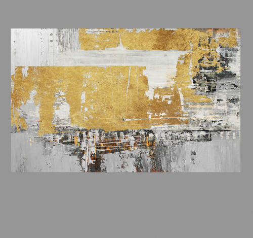 لوحة تجريد ABSTRACT GOLD AND GRAY 2
