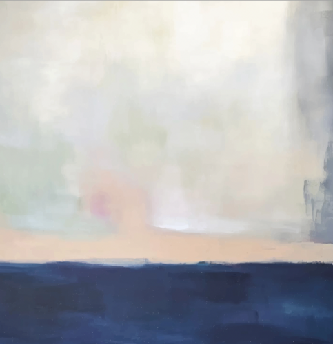 لوحة تجريد DIGITAL ABSTRACT NAVY BLUE AND PEACH