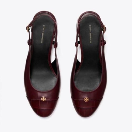 هيلز توري بورش عنابي فوري Tory Burch Heels Maroon