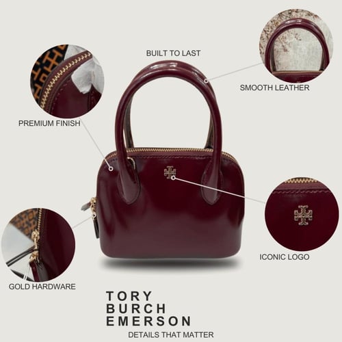 حقيبة توري بورش ايمرسون دوم لماع عنابي فوري | Tory...