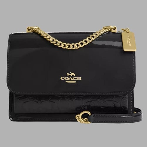 حقيبة كوتش كلير لماع اسود فوري