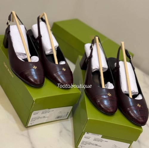 هيلز توري بورش عنابي فوري Tory Burch Heels Maroon