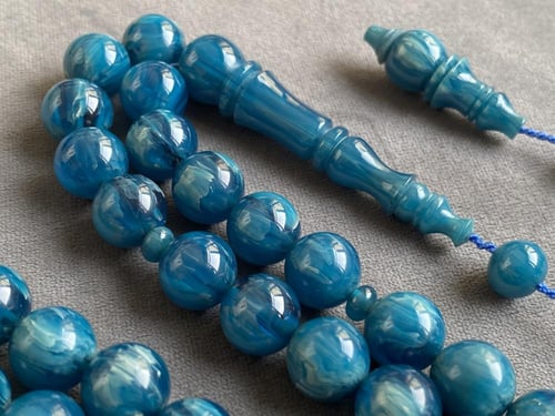 سبحة فاتوران أزرق موشح بتمليكة