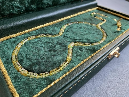 سبحة كهرمان منقوش و كريستال