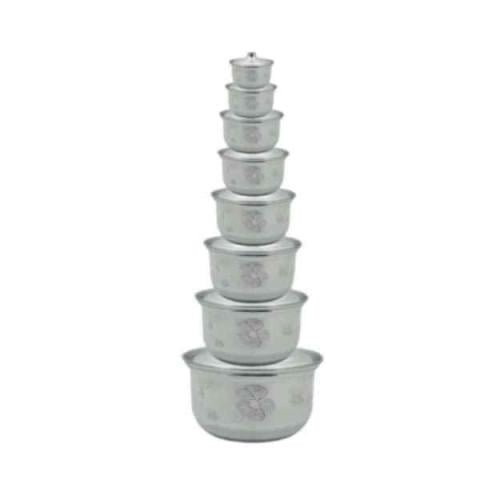 طقم قدور المنيوم لماع بنقشة8حبات مقاس (16, 18, 20...