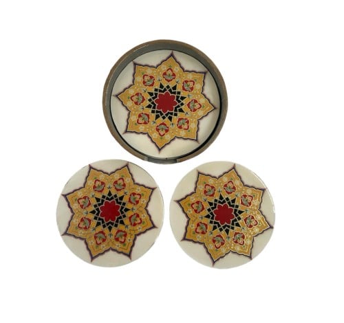 كوستر شاي خشبي 6 حبات