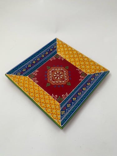 صحن حلويات خشبية الوان كبير