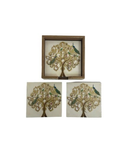 كوستر شاي خشبي 6 حبات