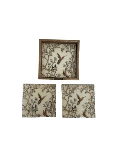 كوستر شاي خشبي 6 حبات