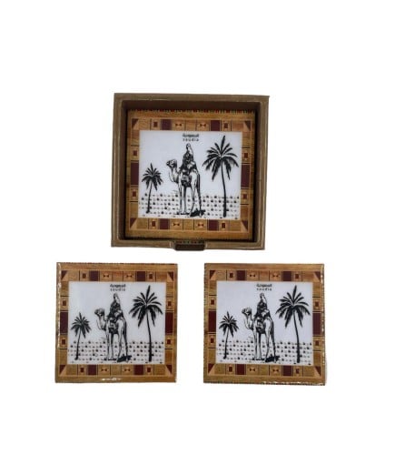 كوستر شاي خشبي 6 حبات