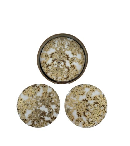 كوستر شاي خشبي 6 حبات