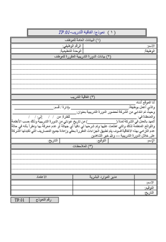 نماذج ضوابط الإلتزام بالخدمة الناتجة عن التدريب