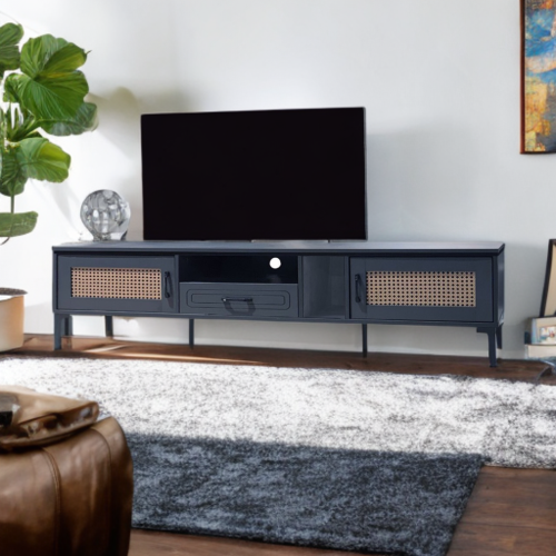 طاولة تلفزيون مودرن مقاس 46*40*200 سم لون رمادي غا...