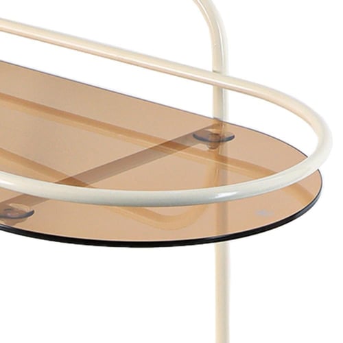 طاولة خدمة متنقلة مودرن بسطح زجاجي ورف تنظيم - بيج...