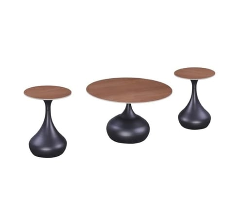 طقم طاولات قهوة جانبية مودرن بسطح سيراميك وقاعدة م...