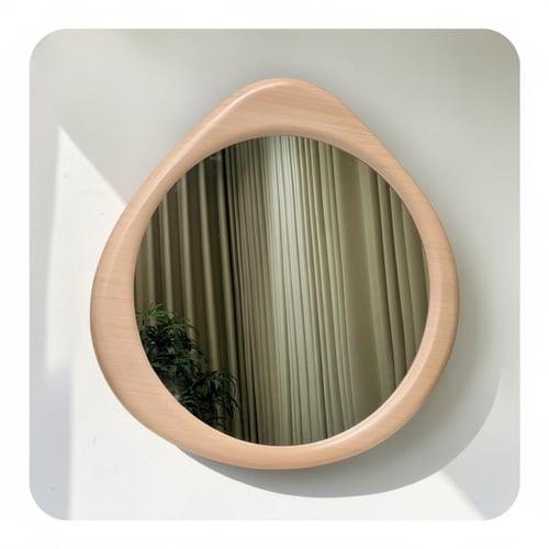 مرآة تعليق بإطار خشبي بتصميم عصري 90 سم
