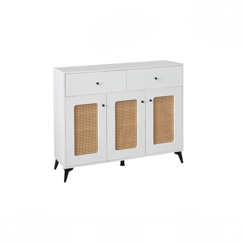 خزانة أحذية خشبية بتصميم عصري وأبواب خوص طبيعي 120...