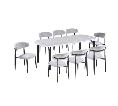 طقم طاولة طعام سطح بديل رخام مع 8 كراسي-عدة الوان