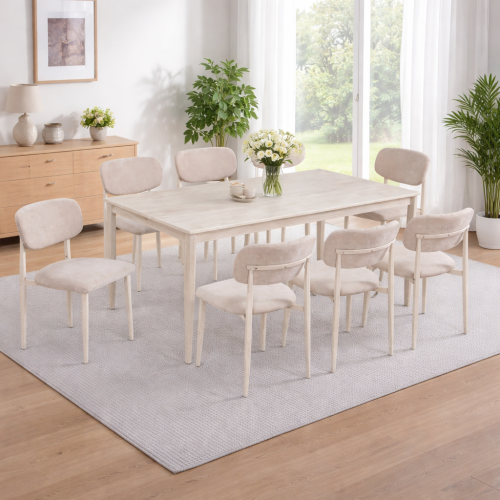 طقم طاولة طعام رخامي فاخر مستطيلة مع 8 كراسي-لون ب...