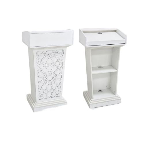 منبر محاضرات خشبي بنقشة زخرفية لون أبيض