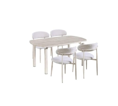 طقم طاولة طعام سطح بديل رخام مع 4 كراسي-عدة الوان