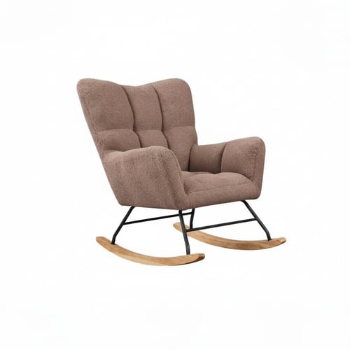 كرسي مفرد هزاز قاعدة خشبيه وقماش مخمل لون بني